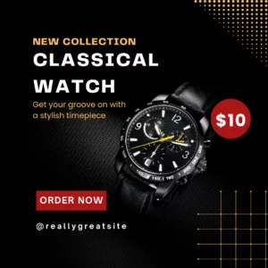 Black Elegant Classical Watch Facebook Post