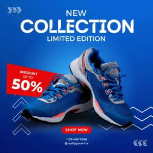 Blue Red Black Modern Shoes Promotion Instagram Post